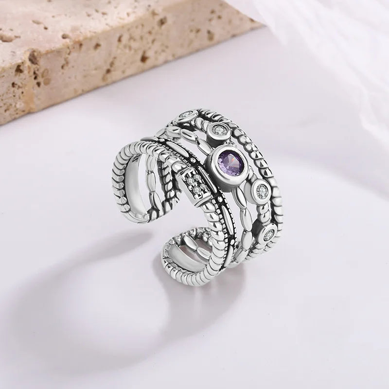 925 Sterling Silver Retro Irregular Adjustable Rings For Women Wedding Luxury Jewelry Accessories Jewellery Moneys 925