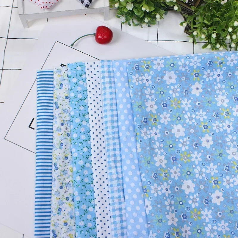 7 piece Printed Cotton Fabric for Sewing, Quilting Fabrics for Patchwork, Needlework, DIY Handmade Accessories, 25x25cm