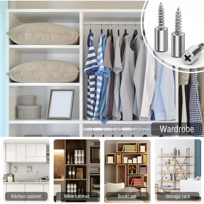 Self Tapping Screw Cabinet Shelf Bracket Laminate Support with Rubber Sleeve Non-Slip Layer Glass Plate Holder Fixed Screw