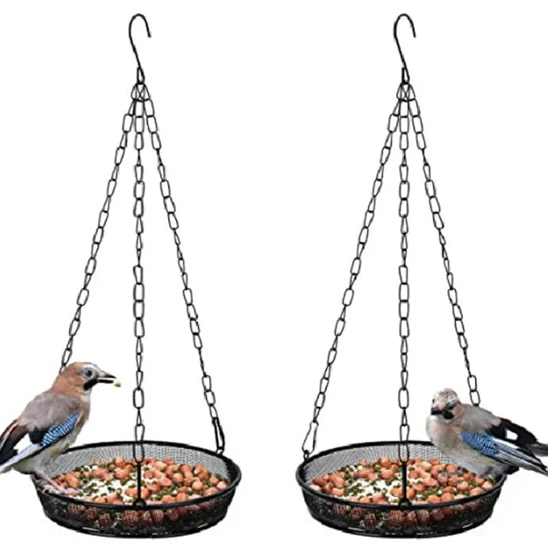 Bird Feeding Tray Round Metal Feeders Garden Patio Trees Hang Feeding Garden Pets Supplies Outdoors Hanging For Attracting Birds