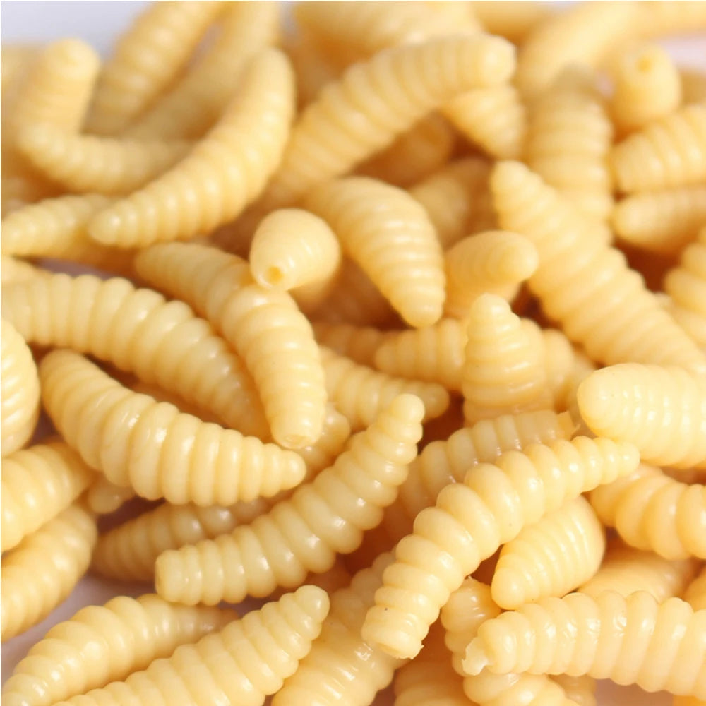 50pcs Lure Soft Bait Fake Breadworms maggot Earthworms Red Worms  Fishing