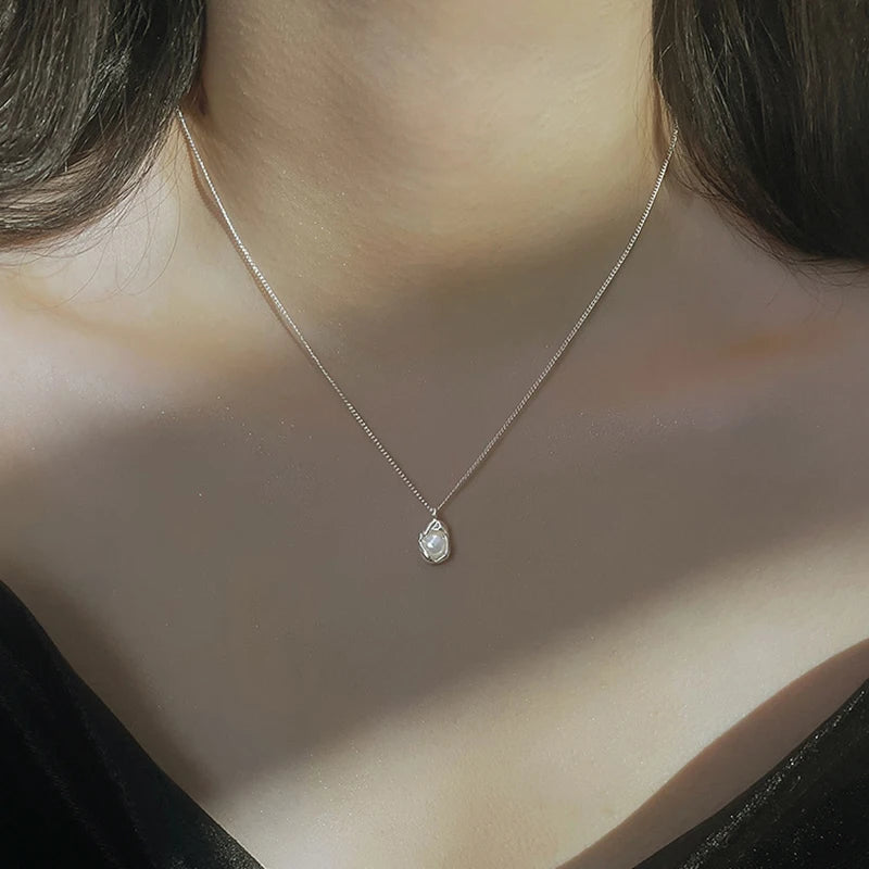 New 925 Sterling Silver Necklace Simple Personality Charm Pendant Choker Birthday Gift for Women Exquisite Jewelry