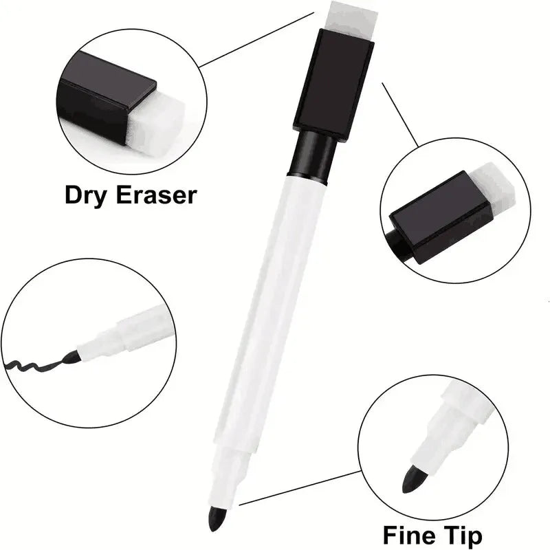 25/50Pcs Black Dry Erase Markers with Eraser Cap White Board Mini Dry erase Markers for Office School Supplies