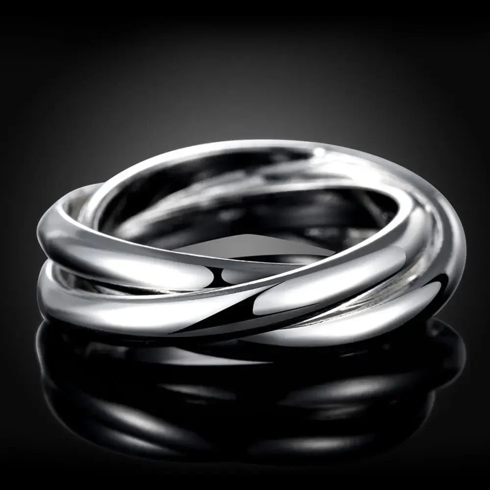 925 Sterling Silver Rings Jewelry Cute Lover Gift Twisted Russian Band Cross Over