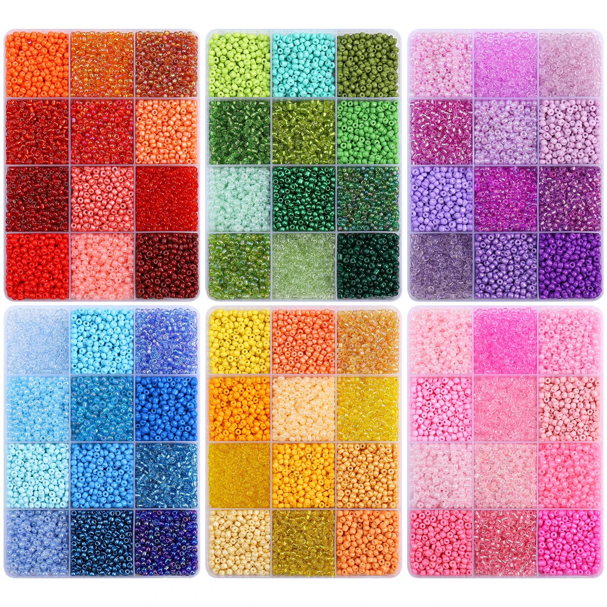 About6000Pcs12 Grid Rice Bead Set Box 3mm Colorful Unique Loose Beads Handmade DIY Making Jewelry Earrings Necklace Accessories