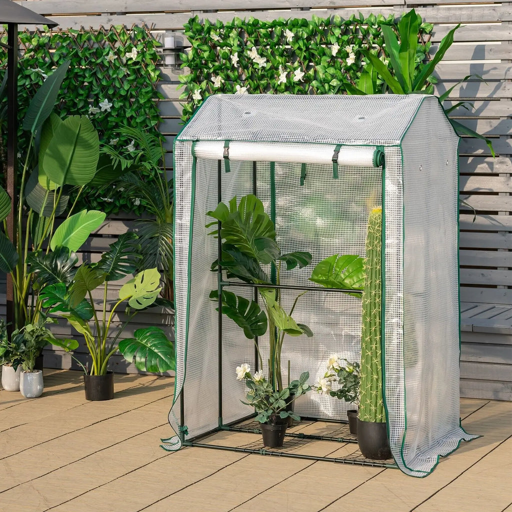 GOFLAME Outdoor Greenhouse Walk-in Garden Greenhouse w/2 Zippered Doors