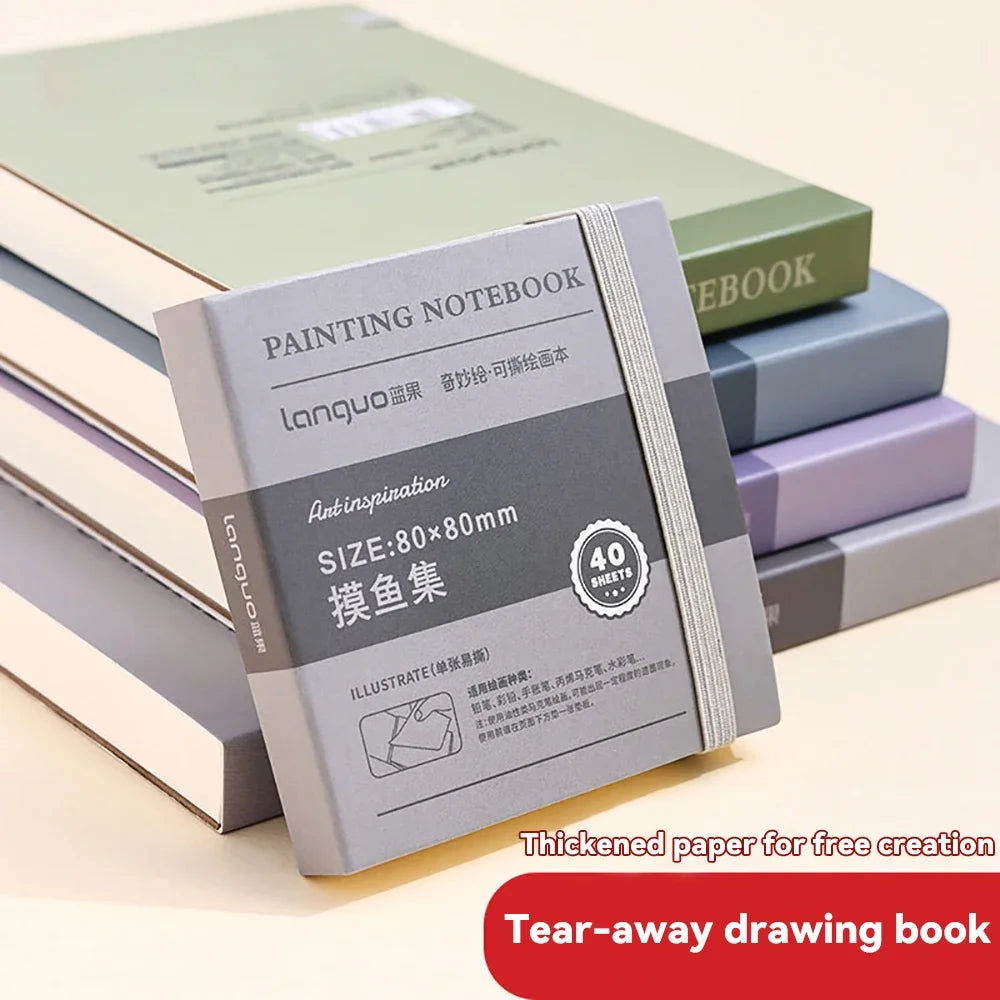 Tearable Drawing Notebook Sketchbook Handbook 250gsm Paper 40sheet Mini Book for Watercolor Acrylic Marker Pen Oil Paint Gouache
