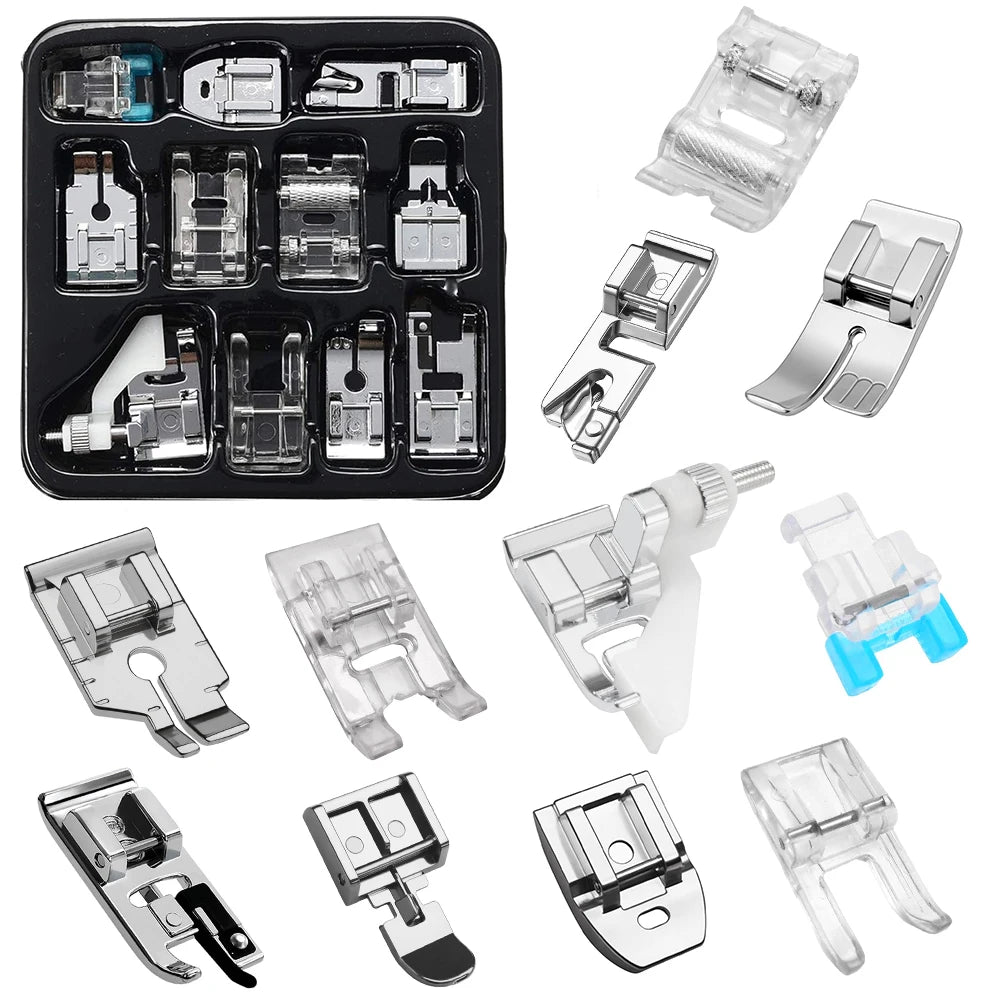11 PCS Sewing Machine Presser Foot Set For Singer Brother Babylock Janome Snap On Low Shank Sewing Machine Accessories