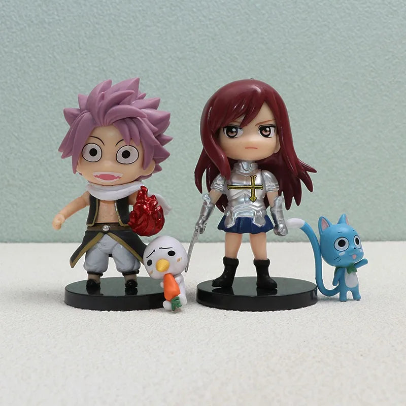 4Pcs Anime FAIRY TAIL Figure Etherious Lucy Heartfilia Model Toys Erza Scarlet Gray Fullbuster Set Desktop Decorations