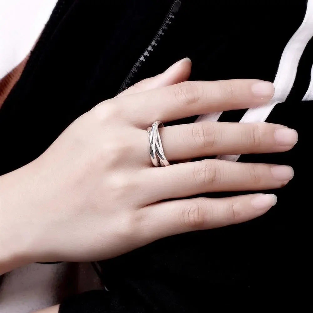 925 Sterling Silver Rings Jewelry Cute Lover Gift Twisted Russian Band Cross Over