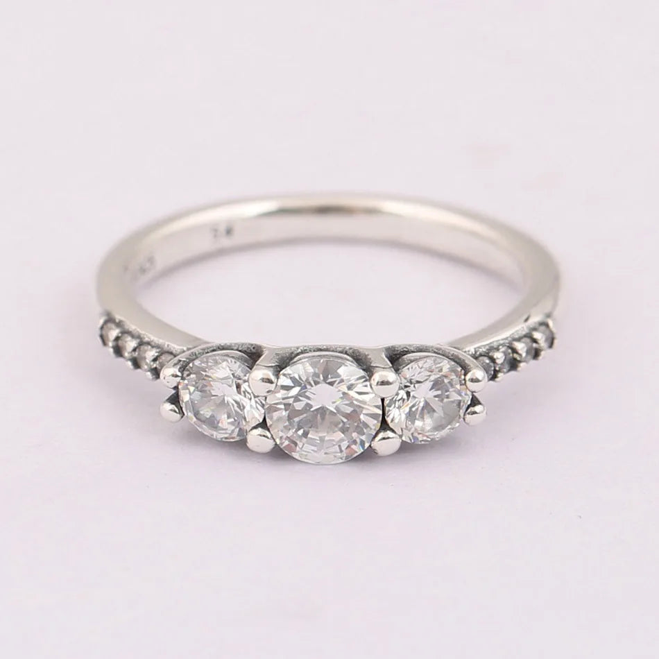 Fairytale Sparkling Ring For Women Authentic S925 Sterling Silver Lady Jewelry Girl Birthday Gift Clear CZ