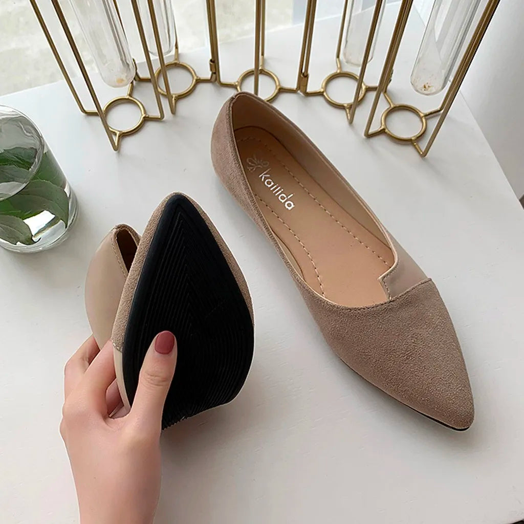 Women Shoes Fashion Splice Mule Flats Pointed Toe Ballerina Ballet Flat Shoe Zapatos Casual Slip On Shoes Mujer Loafers