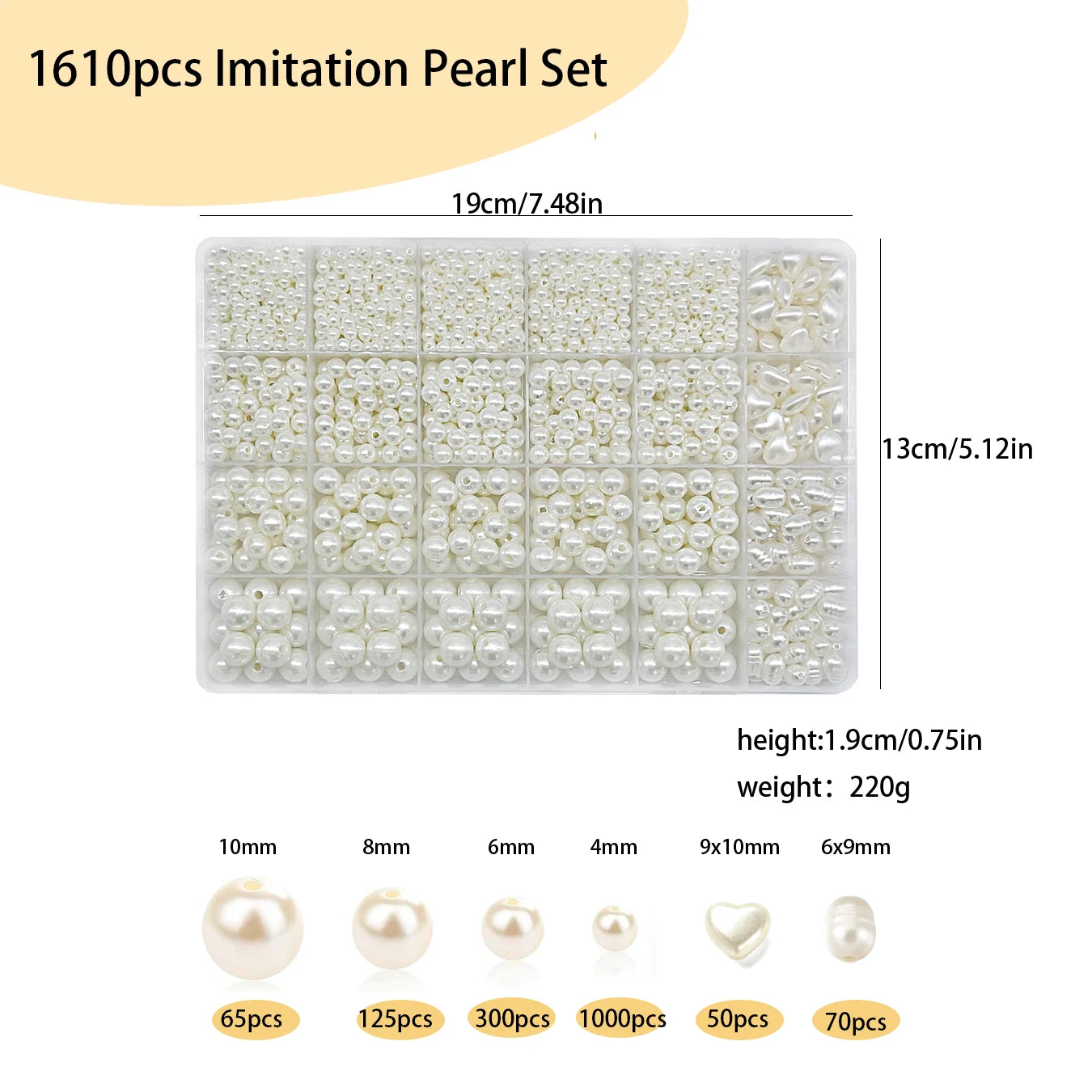 1610pcs Baroque Imitation Pearl Beads Jewelry Making Kit includes Heart Shape and Oval Pearl for Bracelet Necklace and Crafts Ma