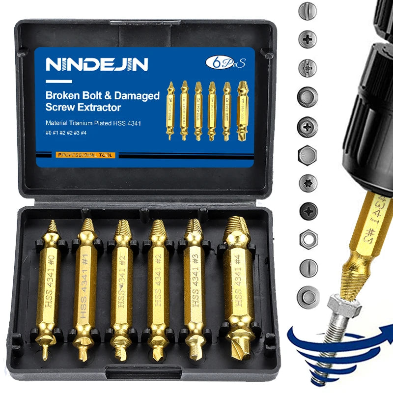 4/5/6pcs Damaged Screw Extractor Drill Bit Extractor Drill Set Broken Speed Out Bolt Extractor Bolt Stud Remover Tool