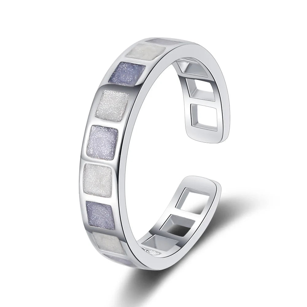 925 Sterling Silver Blue Square Adjustable Rings Animal Star Flower Heart For Women Jewelry Accessories