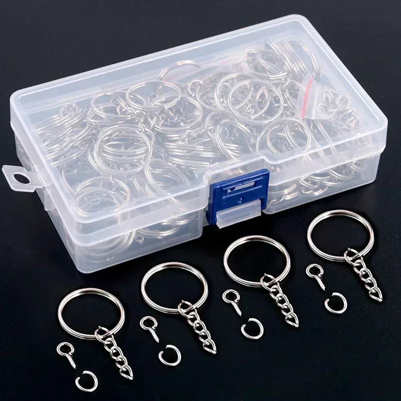 50/100pcs Metal Blank Keyring Keychain Split Rings DIY Keyfob Keys Ring Lobster Clasp Key Pendant Chains Buckles Stainless Steel