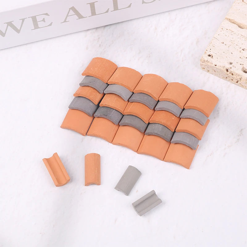 100 Pcs Roof Tiles Building Set Miniature Tiles Mini Dollhouse Shingles Fake Tile Dollhouse Kitchen Garden Accessories