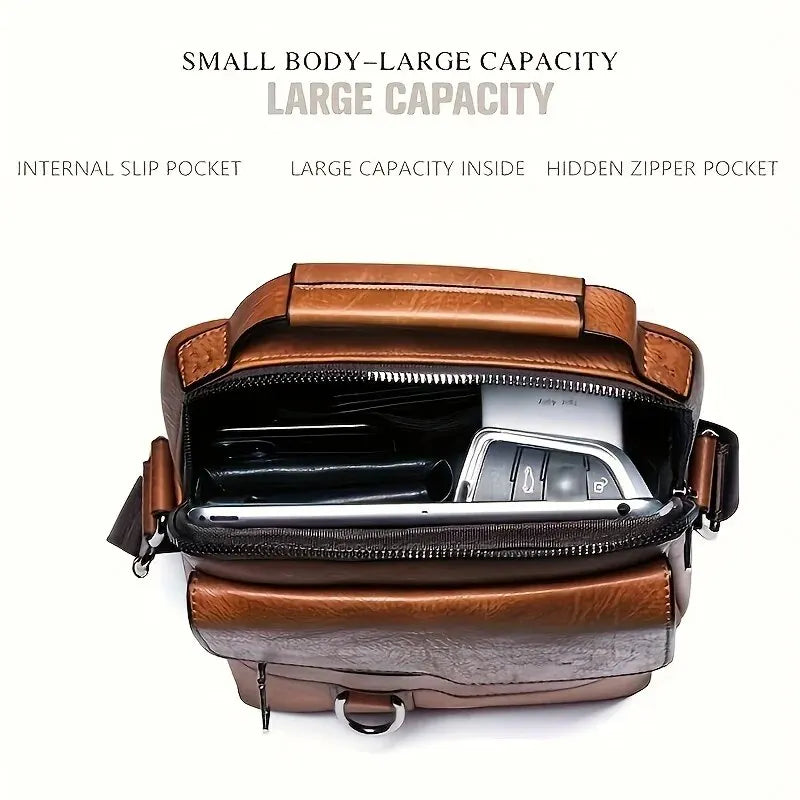 Shoulder Bag for 9.7" iPad Men PU Leather Flaps Men's Crossbody Bags Business Flap Male Solid Messenger Bag Travel Bag