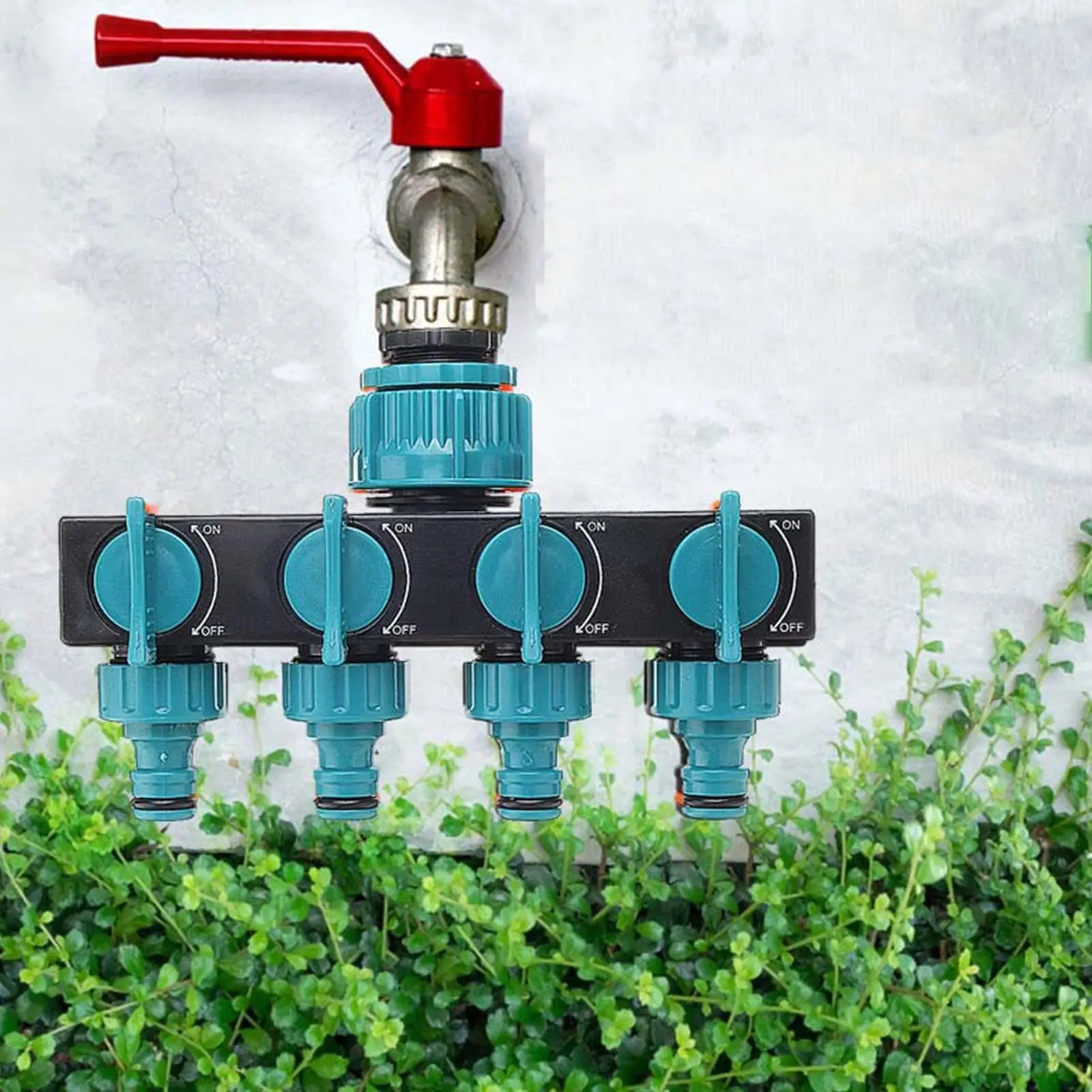 4-Way Water Splitters 1" to 3/4" to 1/2" Thread European Standard Thread Garden Irrigation Watering Connector Fittings Valve