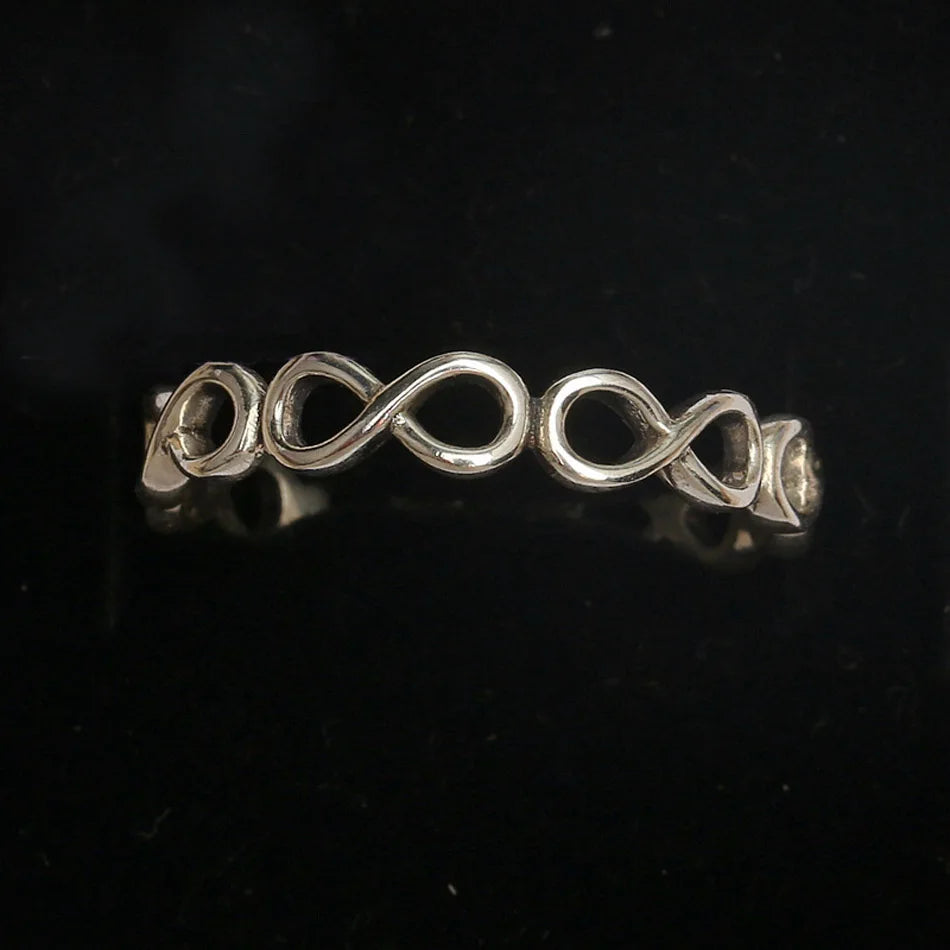 Openwork Infinity Ring For Women Authentic S925 Sterling Silver Lady Jewelry Girl Birthday Gift