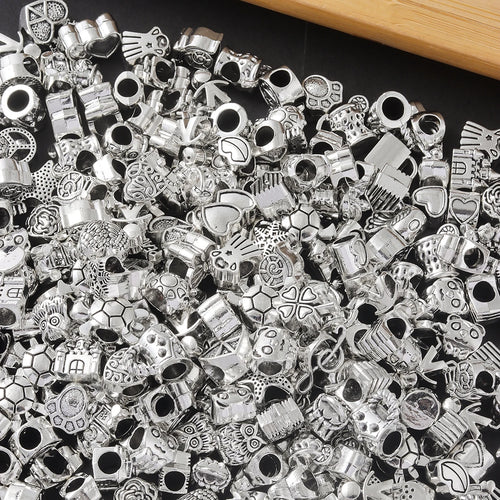 100/200pcs mixed vintage silver alloy large hole European beads DIY handmade mysterious wind pendant pendant beaded bracelet