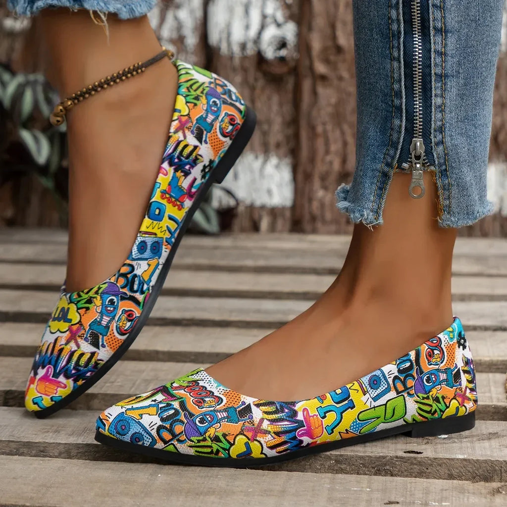 Womens Pointed Toe Beautiful and Fashion Summer Shoes Flat Ballerina Comfortable Casual Women Shoes