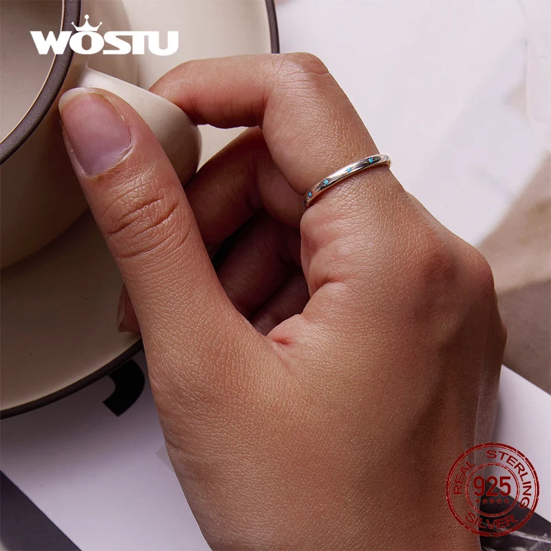 Solid 925 Sterling Sliver Turquoise Blue Star Patterns Simple Size Round Rings For Women Female Original Jewelry CTR240