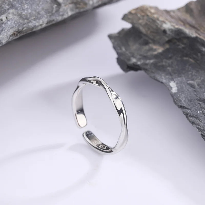 925 Sterling Silver Simple Twisted Wire Rings For Women Wedding Fine Jewelry Gift Wholesale