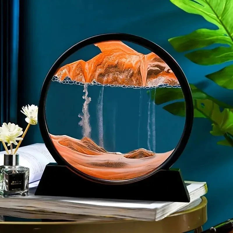 3D Hourglass Quicksand Moving Sand Art Picture Round Glass Deep Sea Sandscape Craft Flowing Painting Office Home Christmas Gift