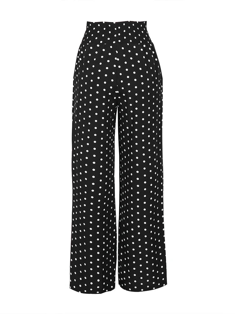 Women's Polka Dot Elastic Waist Pants Loose Casual Round Round Straight Pants All Season Best Choice
