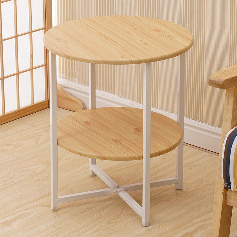 Small Round Coffee Table with 2 Tier End Table Bedside Table