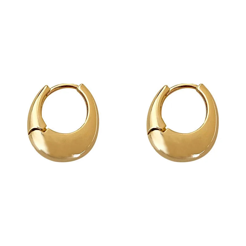925 Silver Trendy Metal Round Hoop Stud Earrings For Women Minimalist Vintage Accessories Prevent Allergies