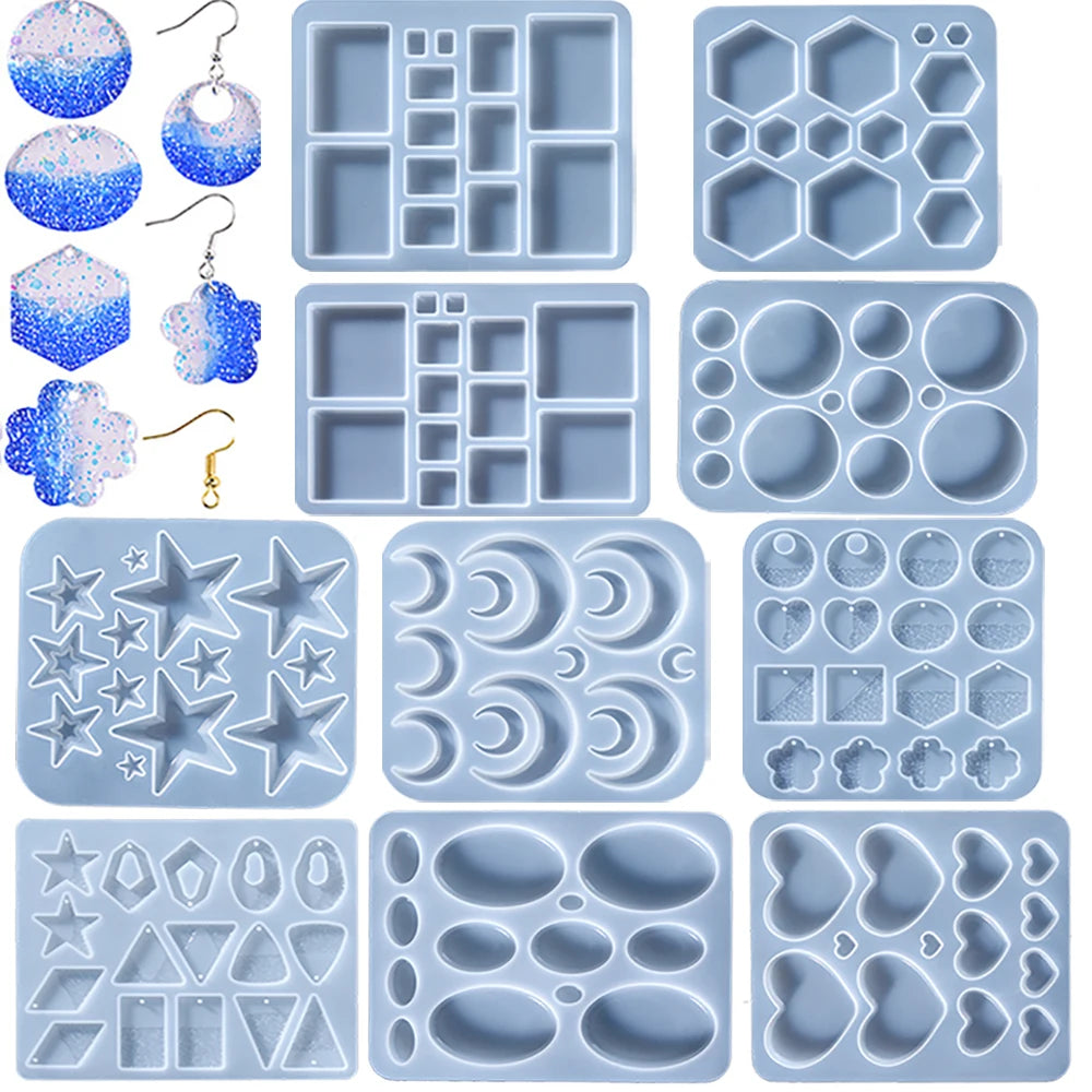 Earring Pendant Epoxy Silicone Mold Circle Round Triangle Necklace Key Chain Pendant Resin Jewelry Making Accessories