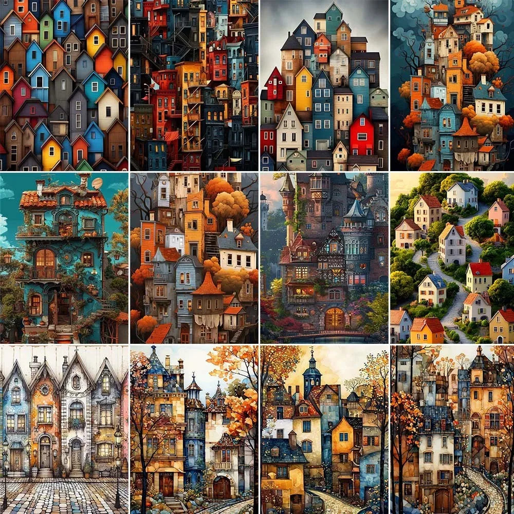30x40cm Painting By Numbers For Adult Handpainted Cartoon House Coloring By Numbers Picture Drawing Wall Artwork Set Home Decor