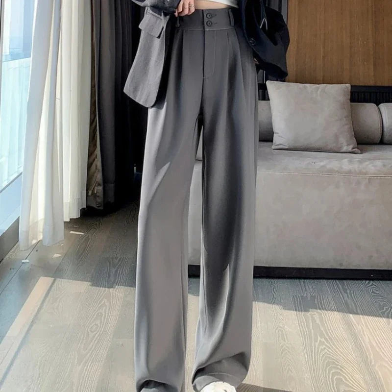 Wide Leg Pants High Waist Black Baggy Pants Office Ladies Fashion Loose Suit Trousers Streetwear 2024