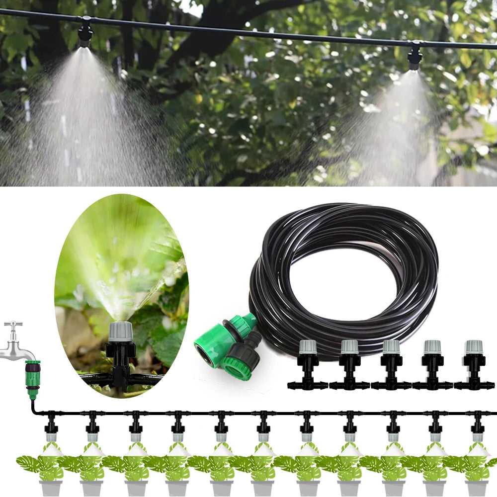 New Irrigation 10Meters 10 Sprinklers Nozzles Water Sprayer Misting Fog Cooling Nozzle System Garden Agricultural Sprayer System