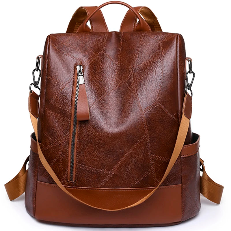Backpack Designer High Quality Soft Pu Leather Simple Fashion Backpack Large Capacity Antitheft Shoulder Bags