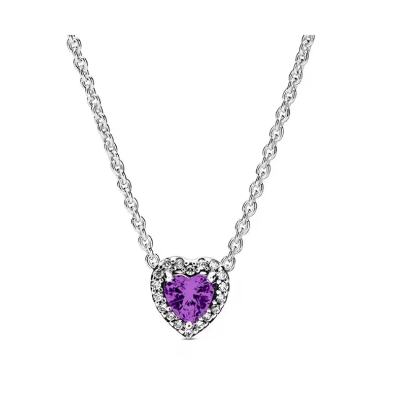 Silver classic heart-shaped snowflake crystal zircon necklace for women exquisite necklace DIY gift