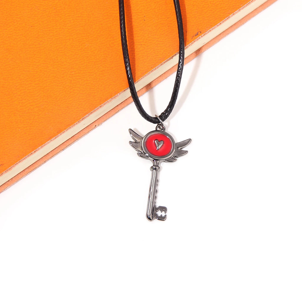 Hazbin Necklace Lover Heart Portal Inspired Key Pendant Hotel Lucifer Alastor Cosplay Necklace for Women Men Choker Jewelry Gift
