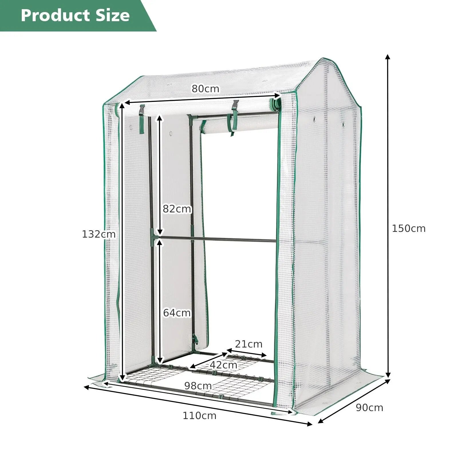 GOFLAME Outdoor Greenhouse Walk-in Garden Greenhouse w/2 Zippered Doors