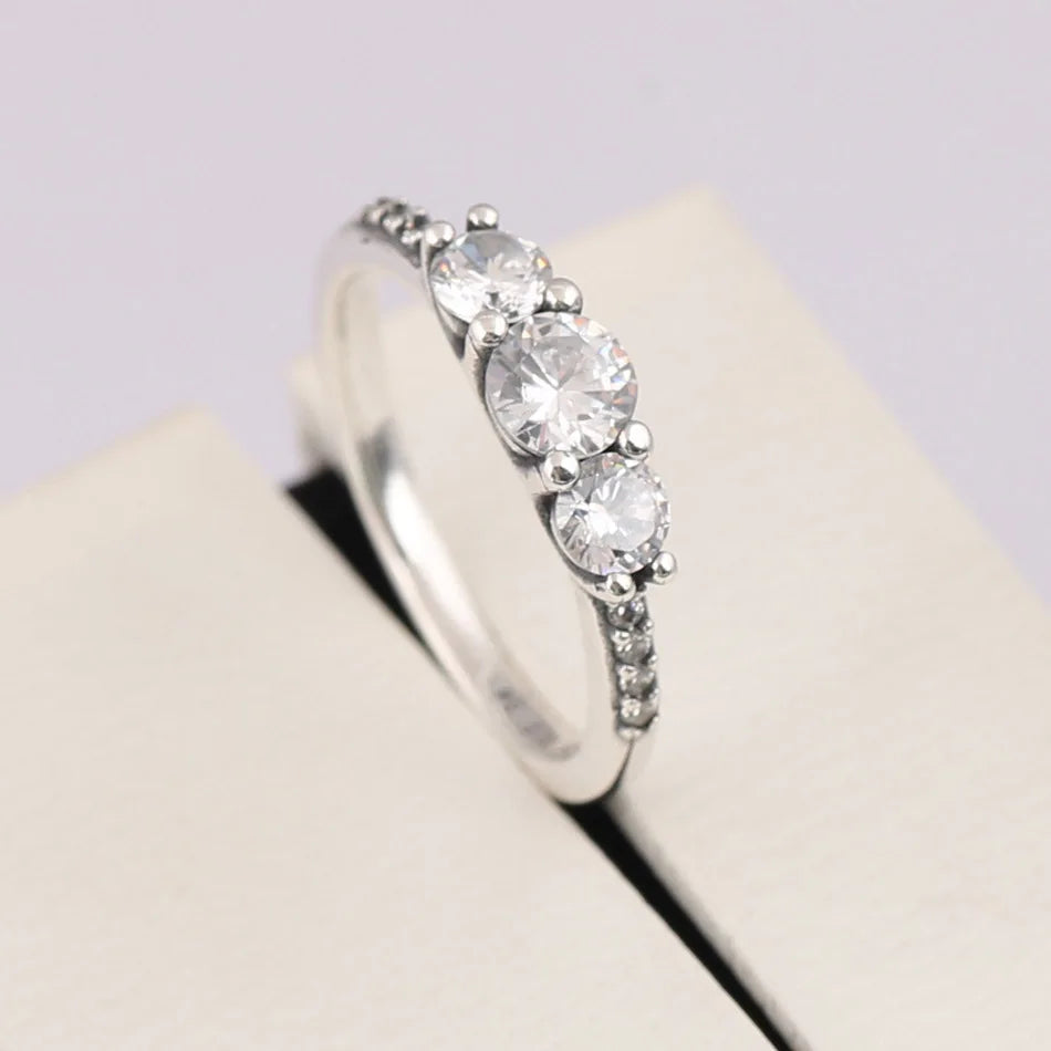 Fairytale Sparkling Ring For Women Authentic S925 Sterling Silver Lady Jewelry Girl Birthday Gift Clear CZ