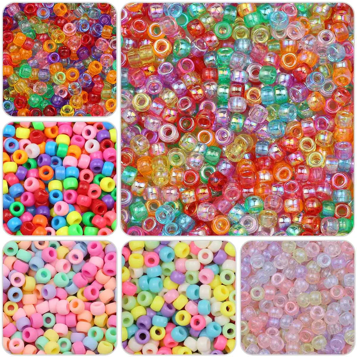 1000pcs Multi-colored Large Hole Pony Beads For Jewelry Making DIY Kids Crafts Friendship Bracelets Beading Keychains Supplies