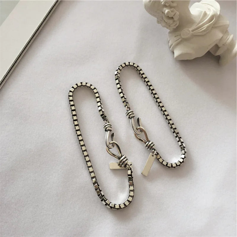 New 925 Sterling Silver Simple Style Bracelet Charm Geometric Shape Woman Bracelet Birthday Gift Exquisite Accessories Jewelry