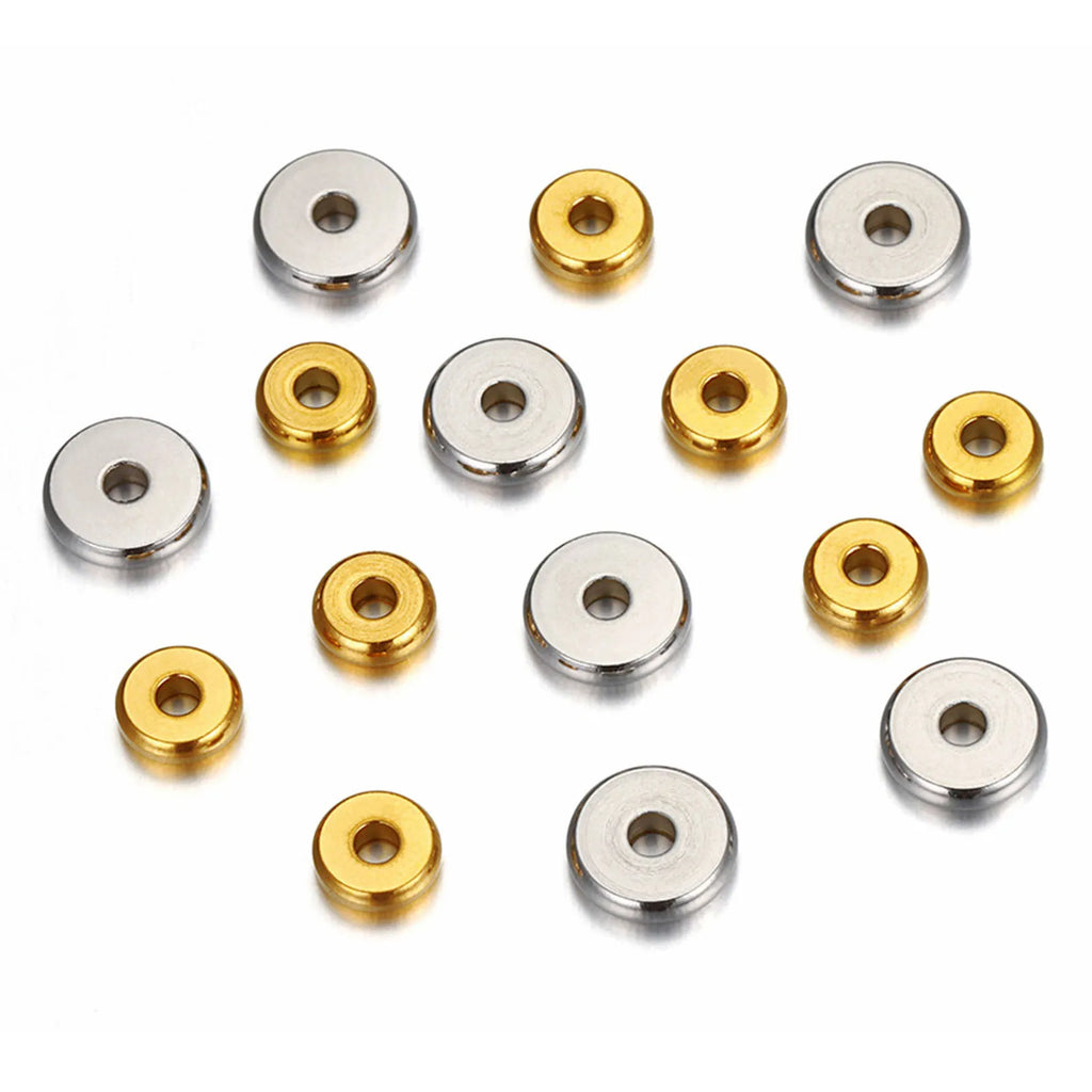 20/50PCs 304 Stainless Steel Flat Round Spacer Beads Separators Beads For Jewelry Making Metal Gold/Silver Color Diy Accessories