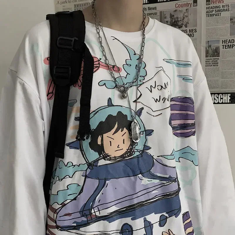 T Shirt Long Sleeve Anime T-shirt Harajuku Gothic Vintage Graphic Manga Tee Tops