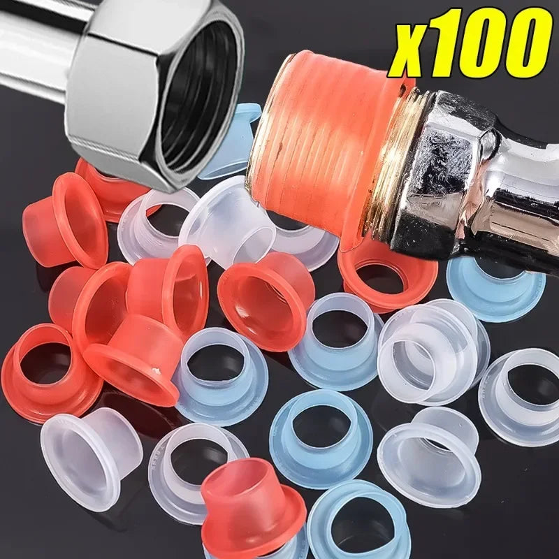 100/10PC Faucet Leak-proof Sealing Gasket Rubber Ptfe Pipe Hose Sealing Washer Silicone Gasket Seal for Plumbing Plug Prevent Leakage