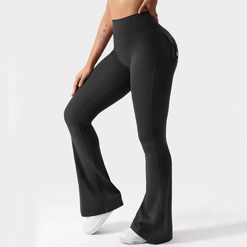 Wide Leg High Stretch Yoga Leggings Trousers Naked Feeling Compression Fitness Workwear with pockets Yoga Pant ﻿