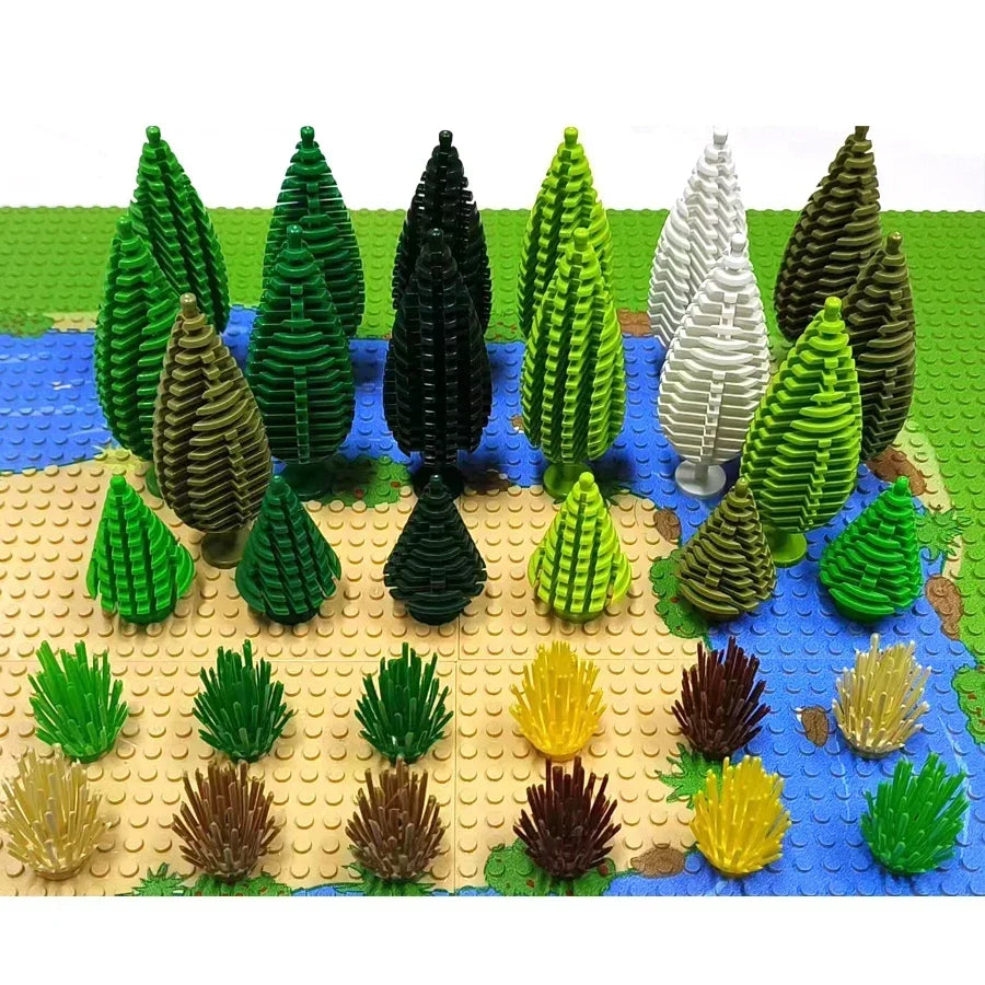 Plants Pine Tree Spruce Rockery Building Blocks City Street View Garden Landscape Brick Compatible 3778 32607 2435 6064 2417