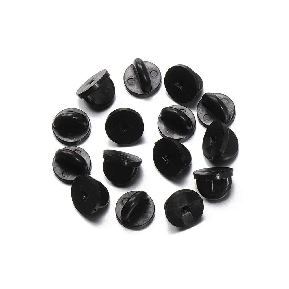 400Pcs/Lot 10x8mm Black Rubber Brooch Pin Back Squeeze Badge Holder Butterfly Clasp Clutch For DIY Jewelry Accessories Badges