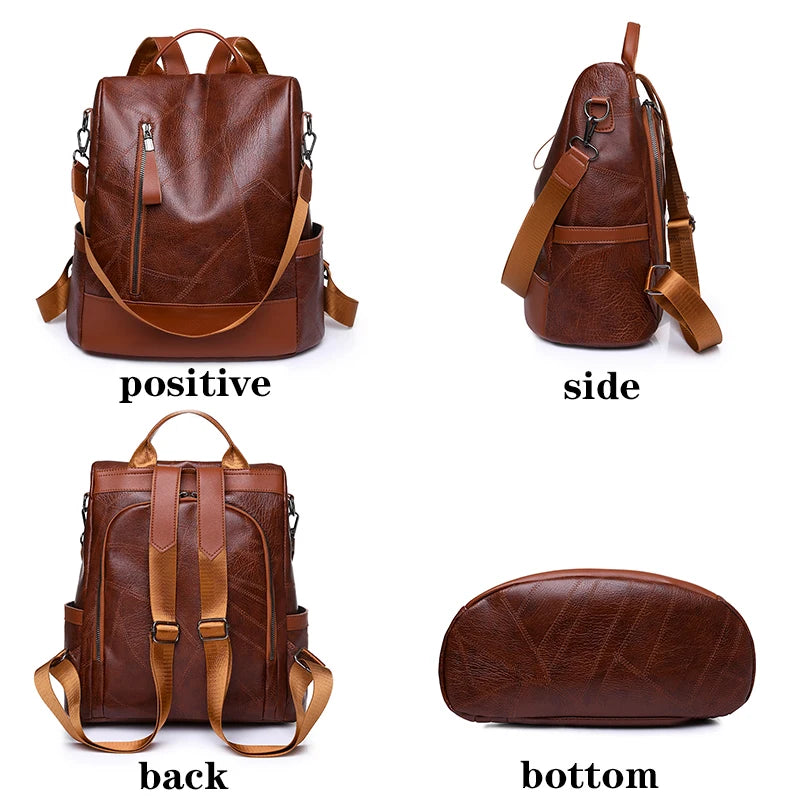 Backpack Designer High Quality Soft Pu Leather Simple Fashion Backpack Large Capacity Antitheft Shoulder Bags